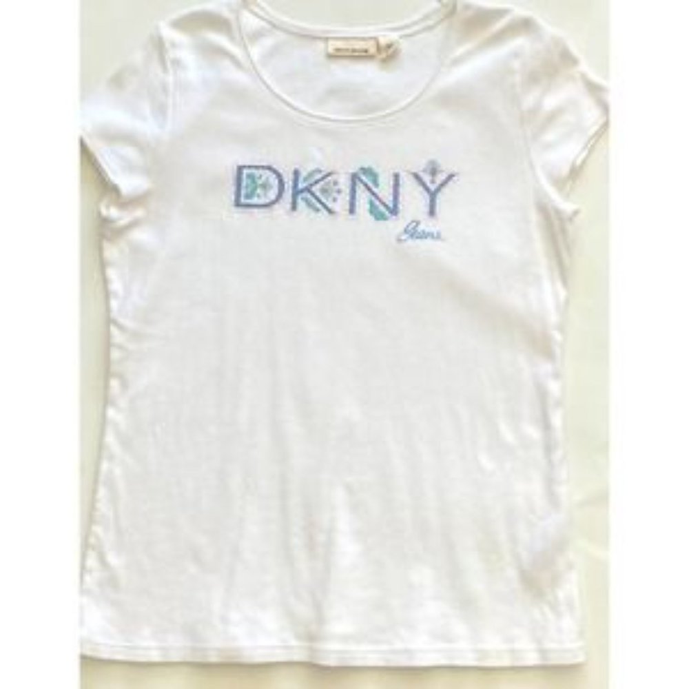 DKNY Vintage 90's Babydoll Short sleeve T-shirt White Size XL